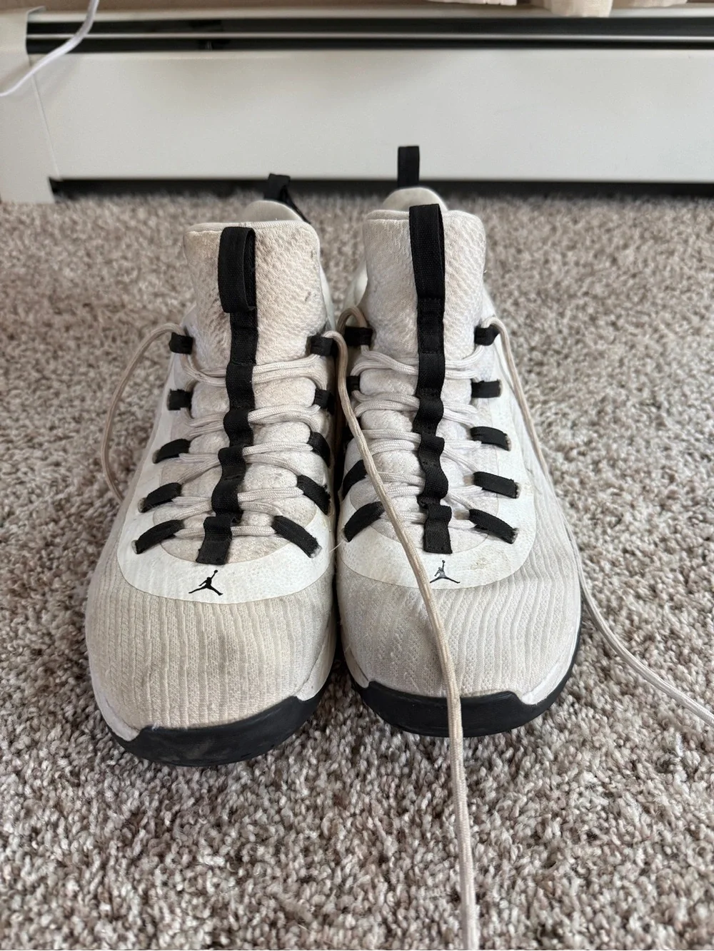 Jordan Beige and Black Jumpman Trainers
